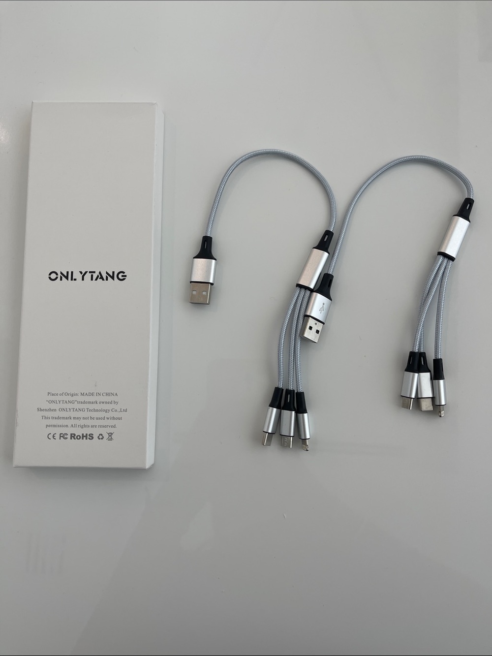 Silver 3-in-1 Braided Charging Cable - Multi-Connector